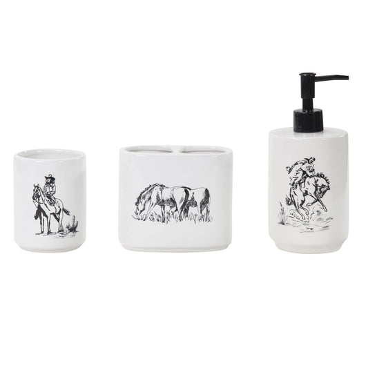 Ranch Life - Countertop Bathroom Set (Set of 3) - White / Black