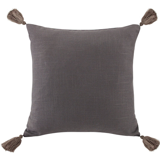 Luna - Washed Linen Tasseled Square Pillow - Slate