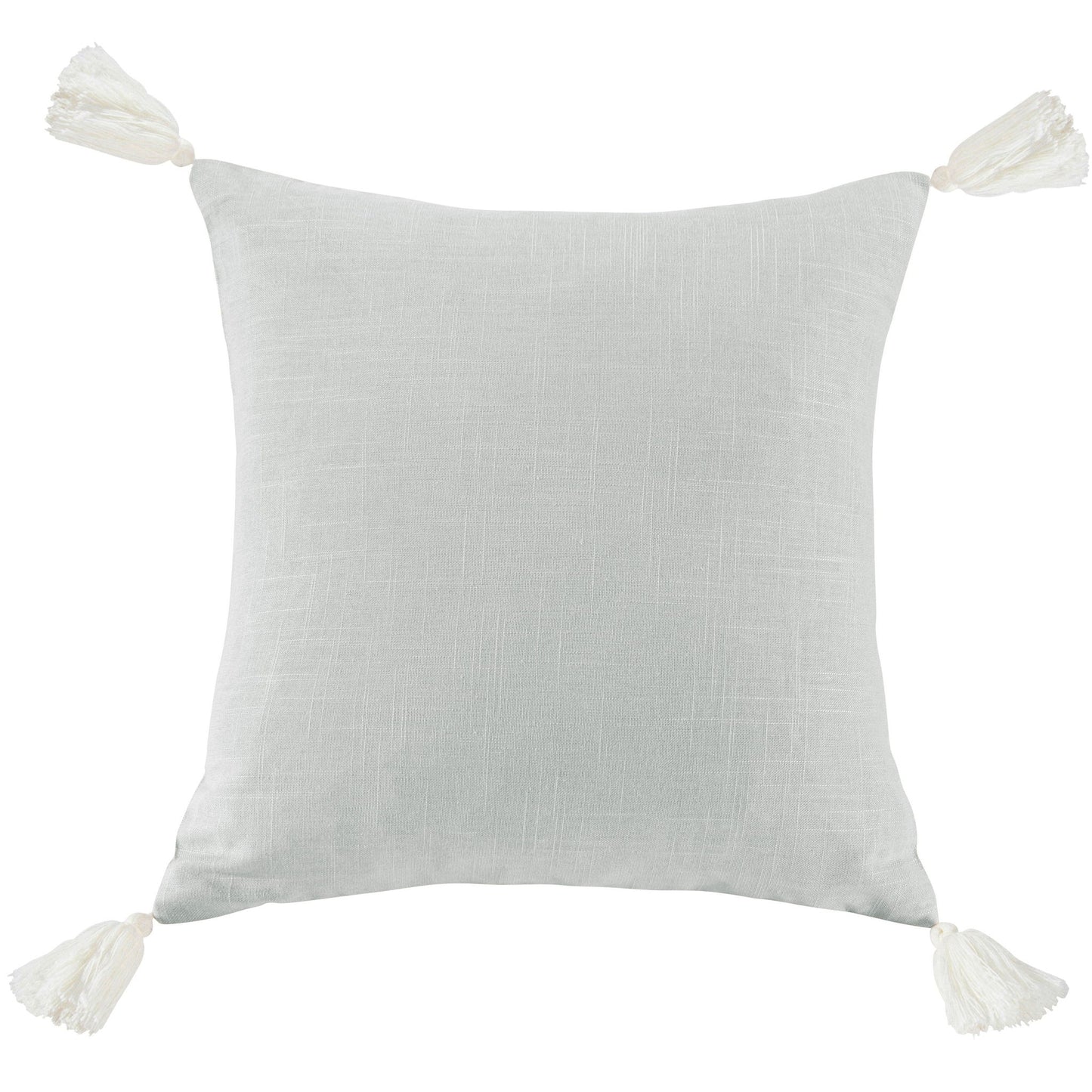 Luna - Washed Linen Tasseled Square Pillow - Light Gray