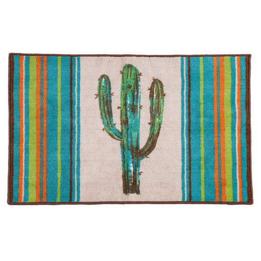 Saguaro Cactus - Serape Colorful Cactus Rug - Green / Turquoise