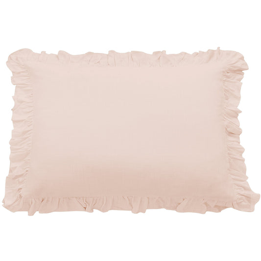 Lily - Washed Linen Ruffled Dutch Euro Pillow - Blush