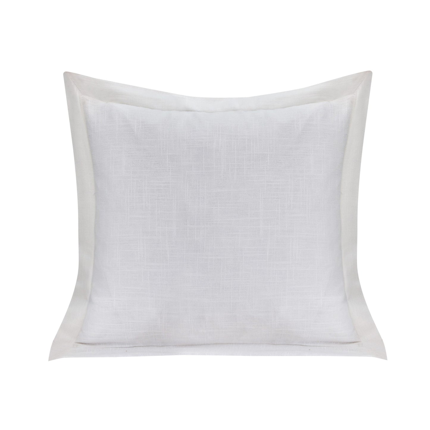 Luna - Single Flanged Washed Linen Pillow - White