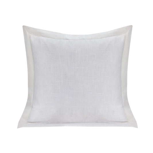 Luna - Single Flanged Washed Linen Pillow - White
