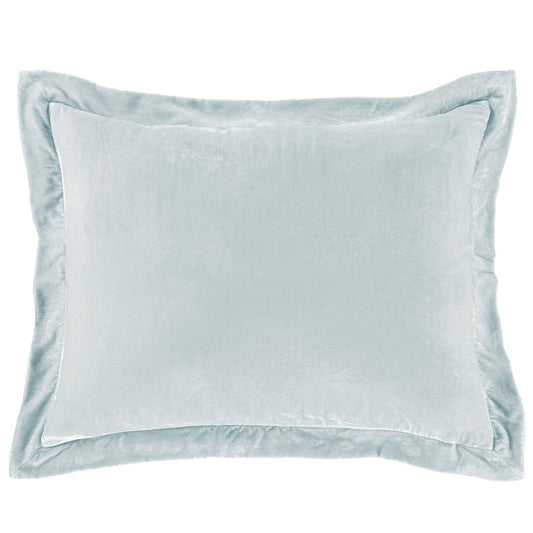 Stella - Faux Silk Velvet Flanged Dutch Euro Pillow - Icy Blue