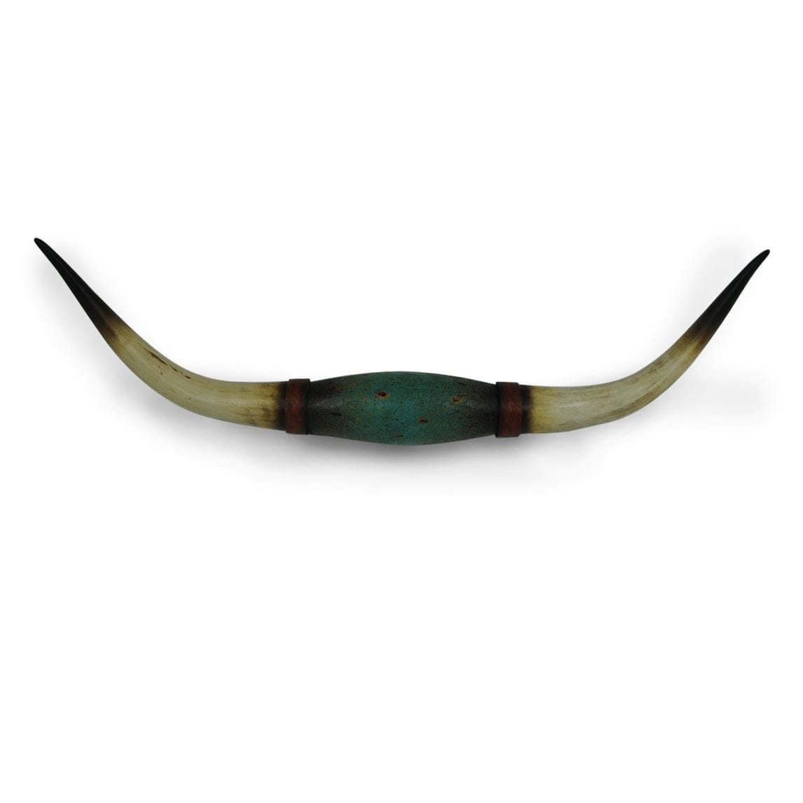 Wall Décor - 9" x 36" Longhorn Southwestern Wall Sculpture - Distressed Teal