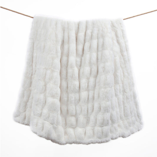 Ruched Rabbit - Double-Sided Oversized Throw - White