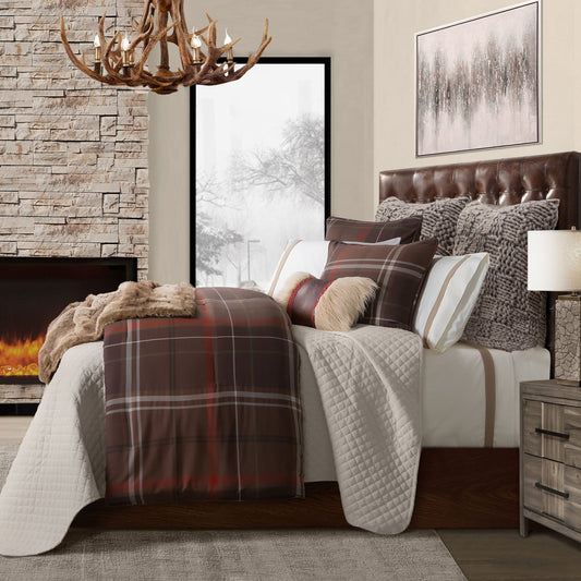Jackson - King Plaid Comforter Set (Set of 3) - Brown / Red