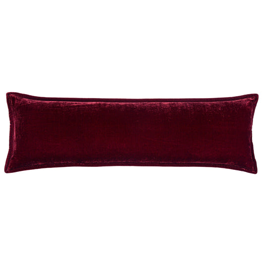 Stella - Faux Silk Velvet Long Lumbar Pillow - Garnet Red