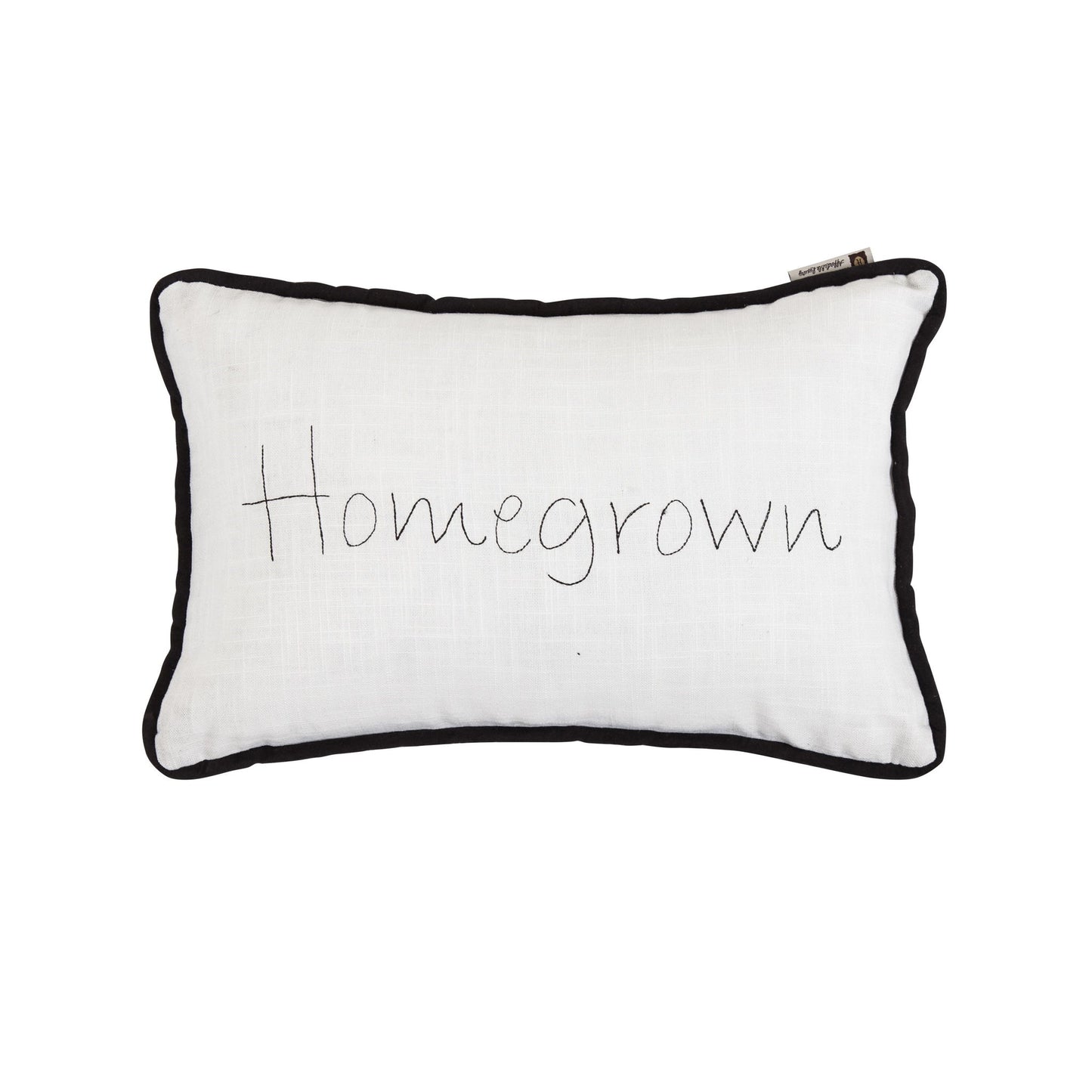 Blackberry - Homegrown Embroidery Lumbar Pillow - White