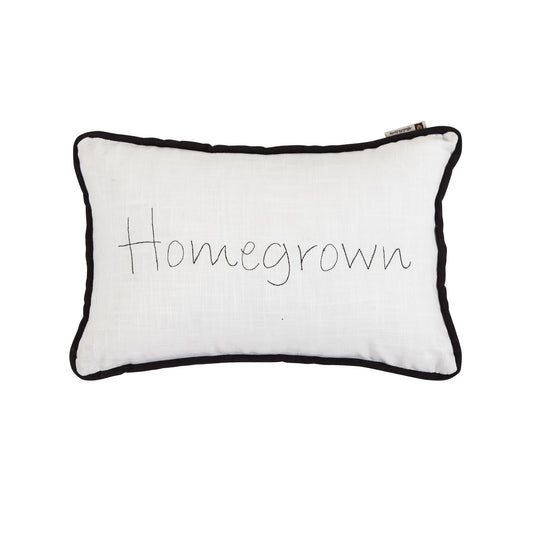 Blackberry - Homegrown Embroidery Lumbar Pillow - White