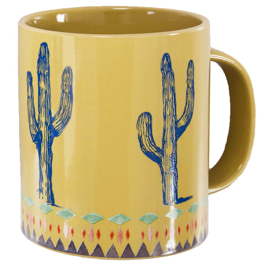 Saguaro Cactus - Border Design Mug Set - Yellow