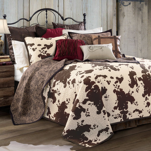 Elsa Cowhide - King Reversible Quilt Set (Set of 3) - Chocolate