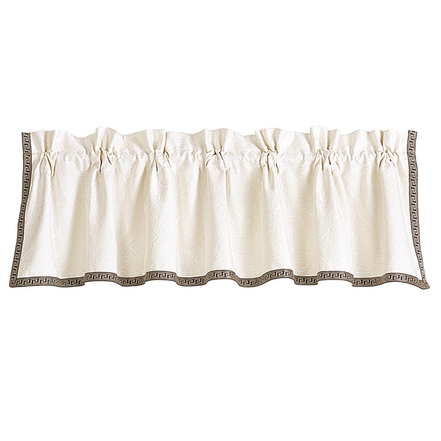 Augusta Toile - Matelasse Greek Key Trim Valance - White