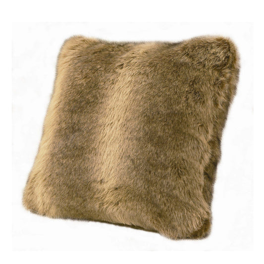 Wolf Fur - Faux Wolf Fur Oversized Throw Pillow - Brown