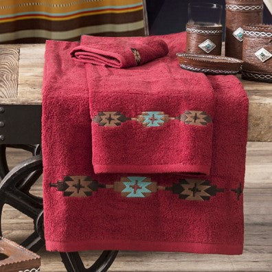 Socorro - Embroidered Towel Set (Set of 3) - Red