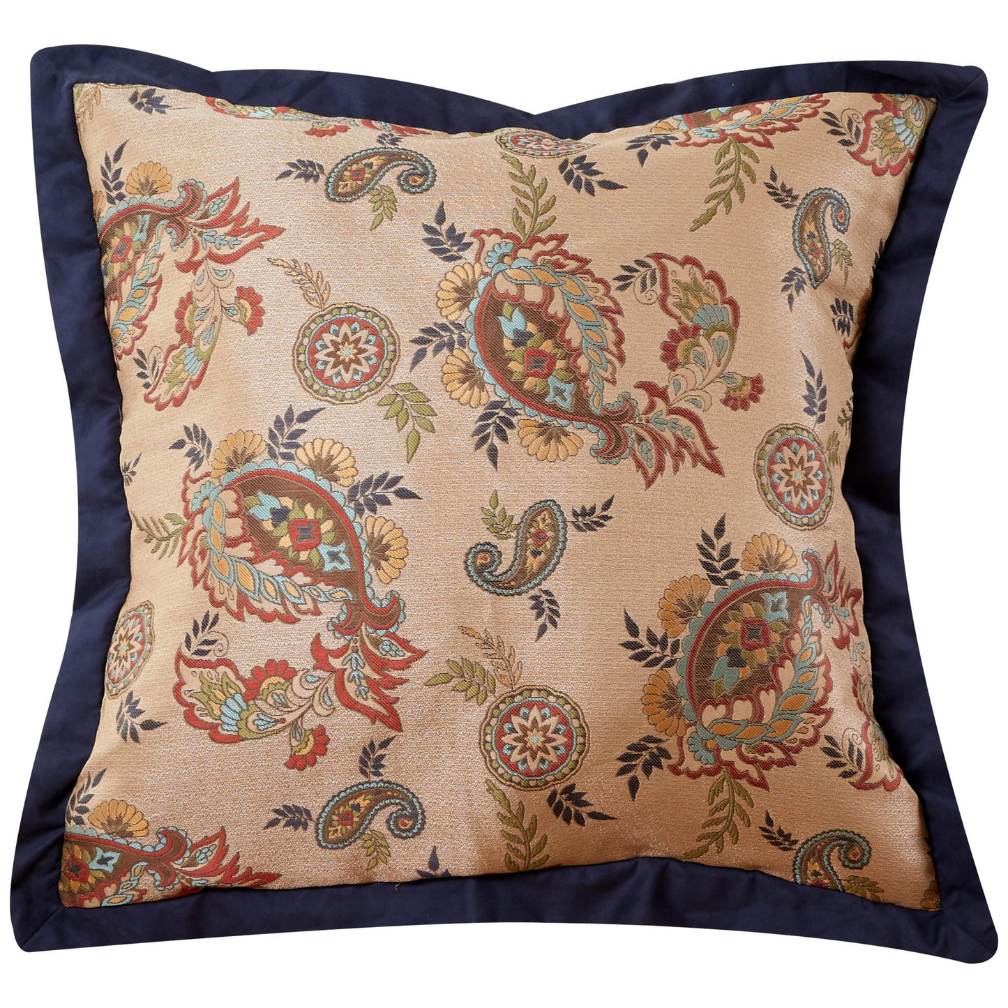 Tammy - Jacquard Euro Sham - Gold / Navy / Red