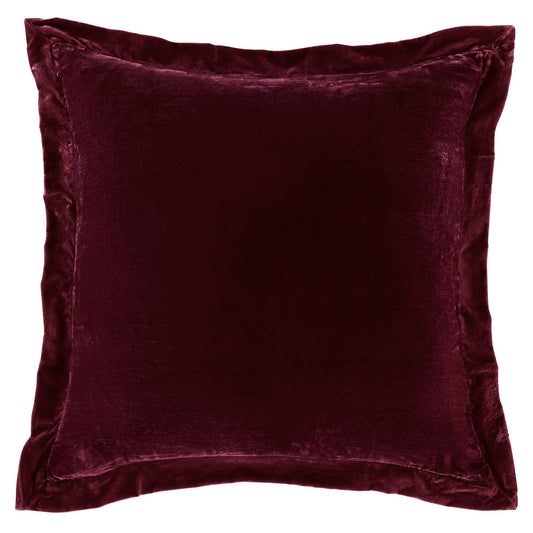 Stella - Faux Silk Velvet Flanged Euro Sham - Garnet Red