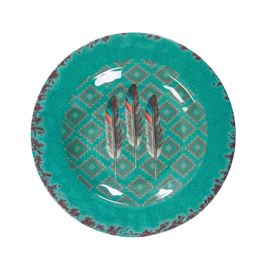Tossed Feather - Feather Design Melamine Salad Plate (Set of 4) - Turquoise