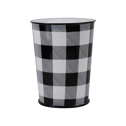 Camille - Buffalo Check Wastebasket - Black / White