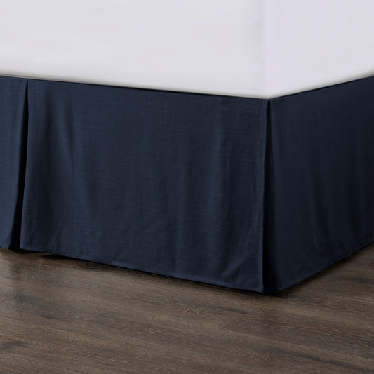 Hera - Queen Washed Linen Tailored Bed Skirt - Navy