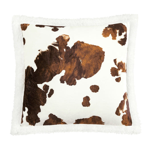 Campfire - Elsa Cowhide Campfire Sherpa Pillow - Chocolate