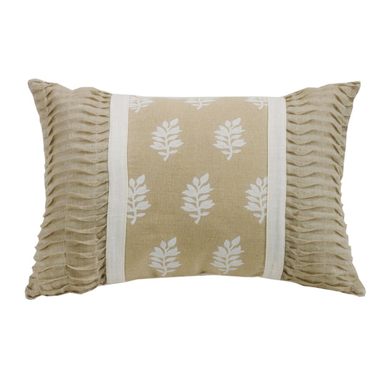 Newport - Oblong Rouching Ends Pillow - White / Cream