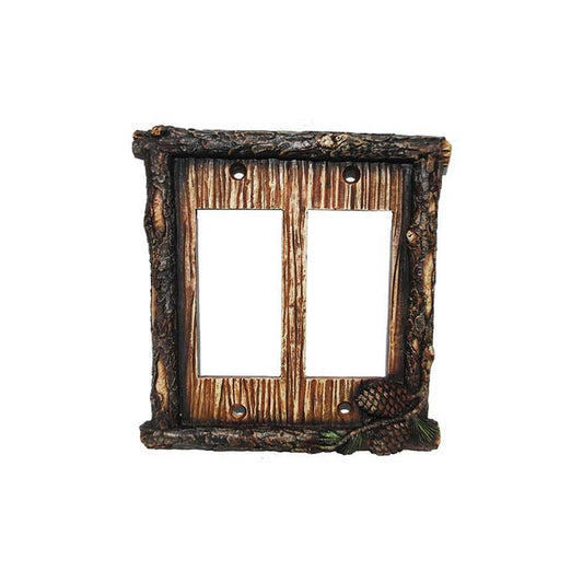 Pine Cone Switch Plate - 5" x 5" Pine Cone Double Rocker Wall Switch Plate - Multi
