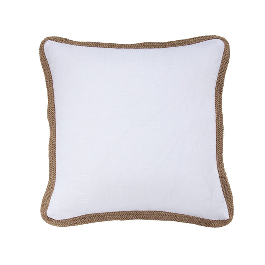 Luna - Washed Linen Jute Trimmed Pillow - White