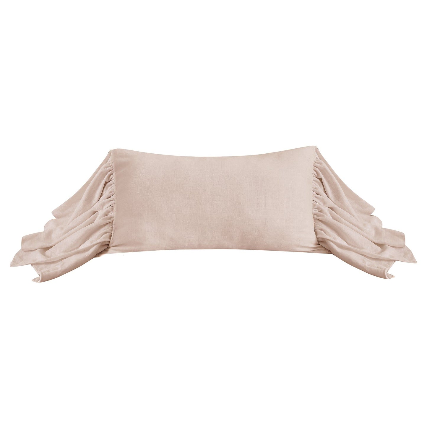 Luna - Washed Linen Long Ruffled Pillow - Blush