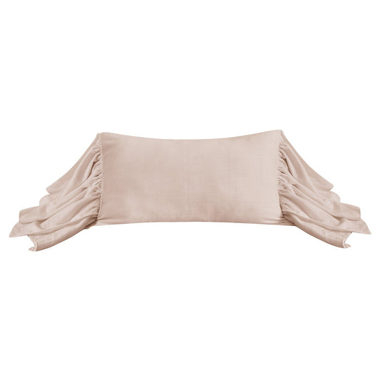 Luna - Washed Linen Long Ruffled Pillow - Blush