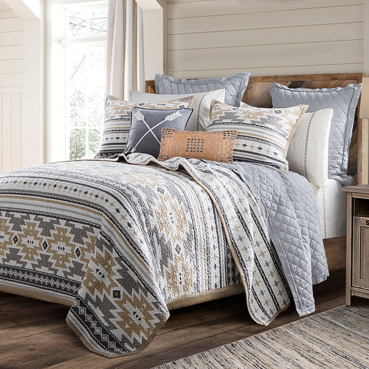 Desert Sage - Twin Reversible Quilt Set (Set of 2) - Tan / White / Gray