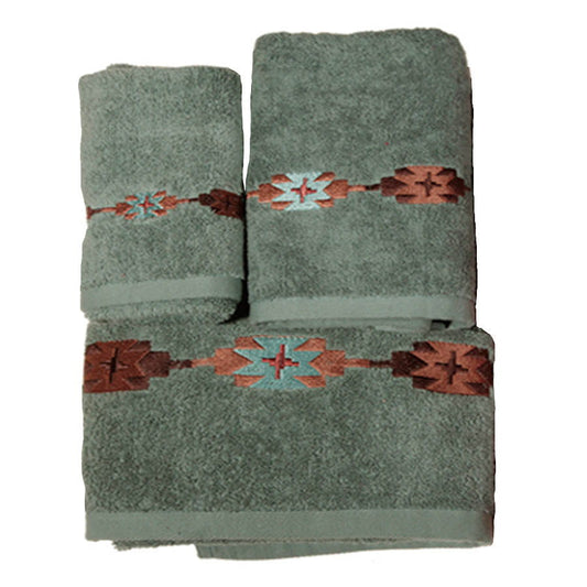 Socorro - Embroidered Towel Set (Set of 3) - Turquoise