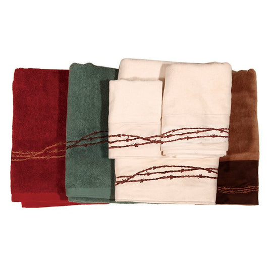 Rustic Barbwire - Embroidered Barbwire Towel Set (Set of 3) - Cream