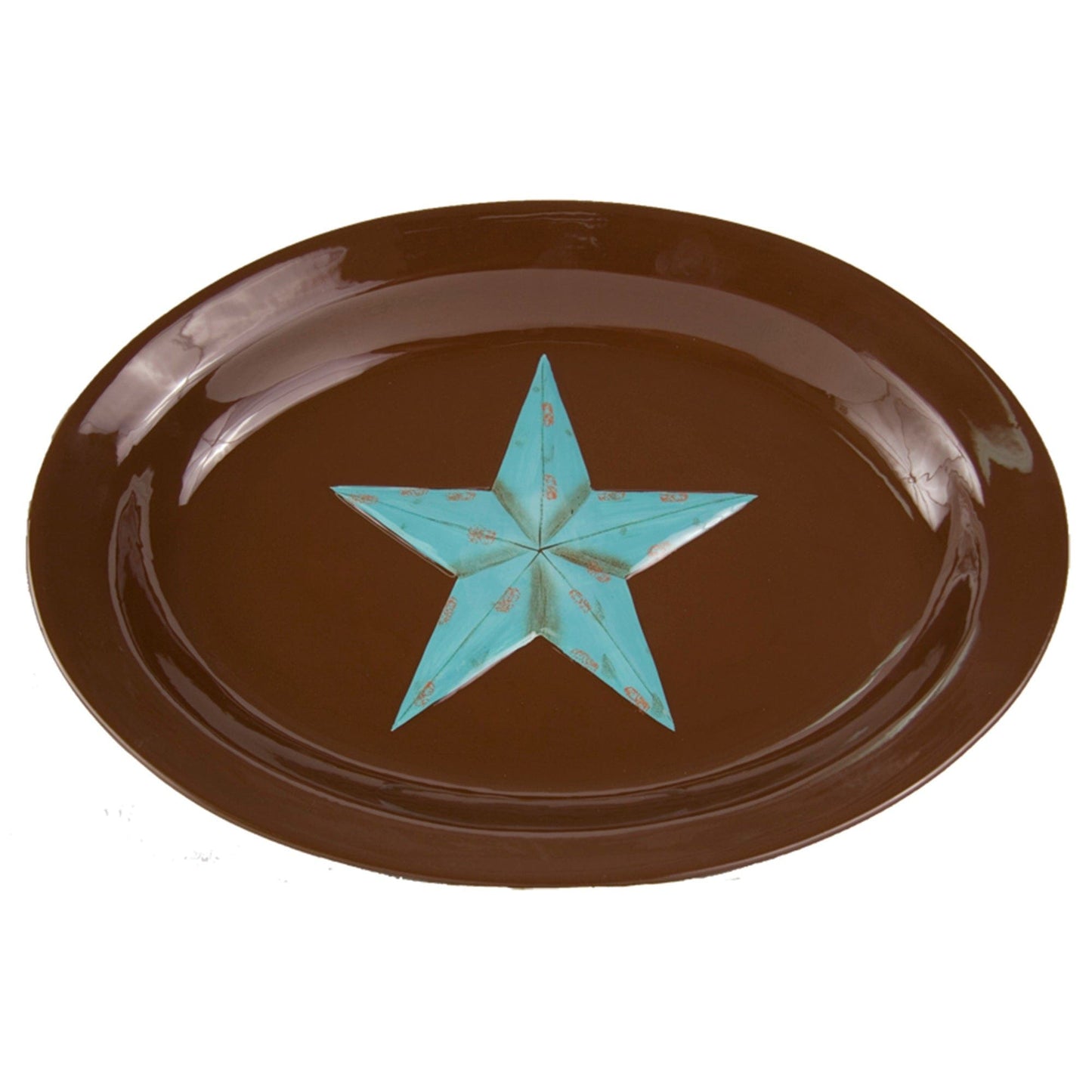 Rustic Star - Star Serving Platter - Brown / Turquoise