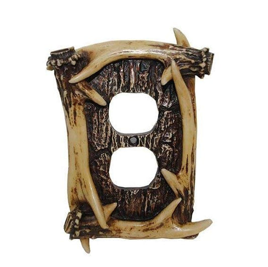 Antler Switch Plate - 5" x 3.5" Antler Outlet Cover Wall Plate - Brown