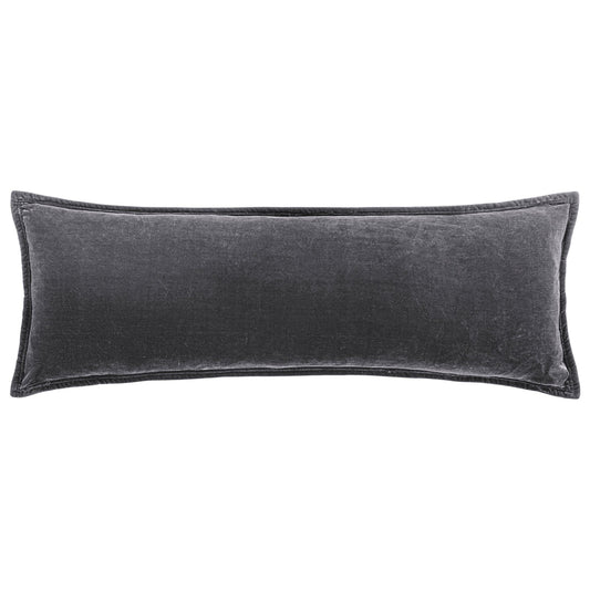 Stella - Faux Silk Velvet Long Lumbar Pillow - Slate