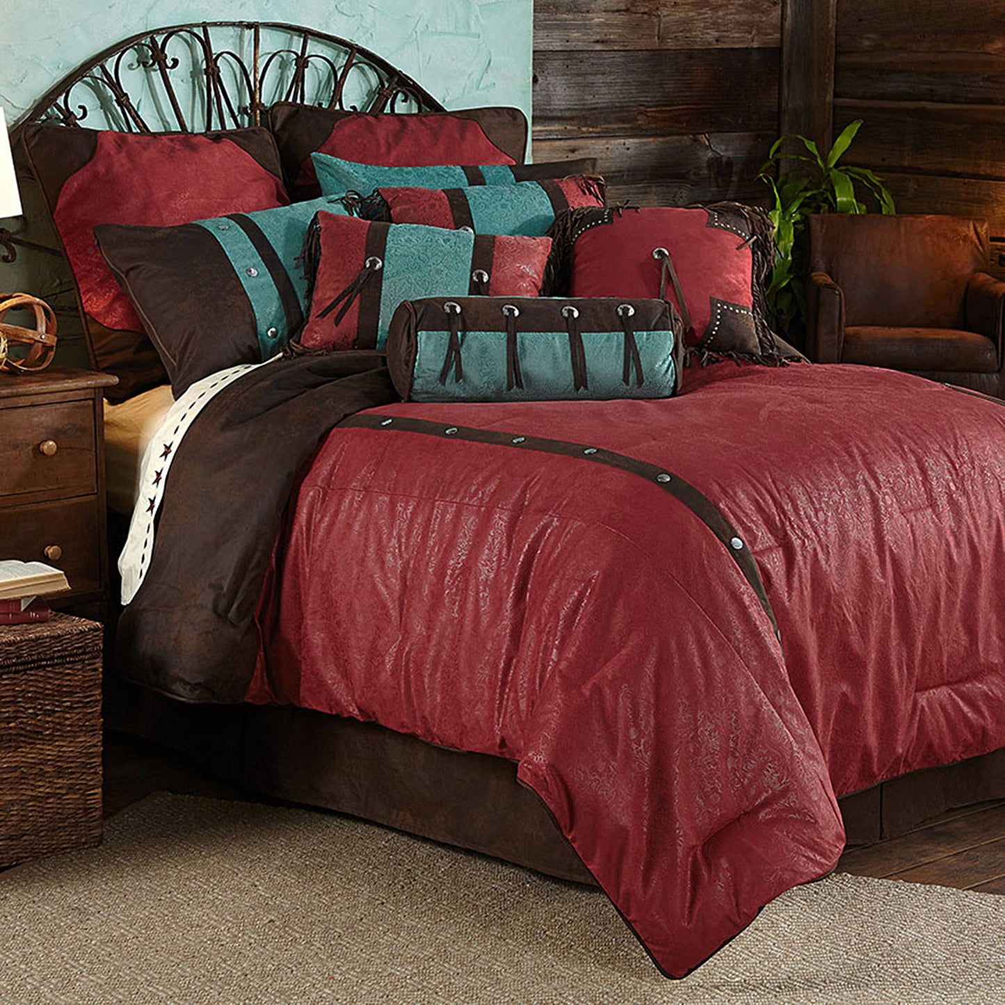 Cheyenne - Twin Comforter Set (Set of 5) - Red