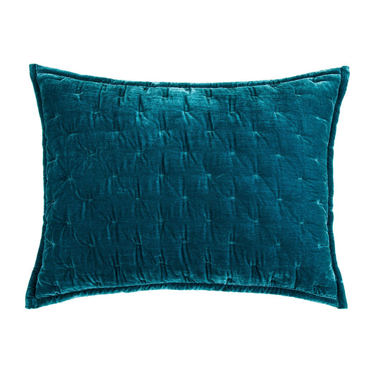 Stella - 21" x 34" Faux Silk Velvet Pintuck Pillow Sham - Teal