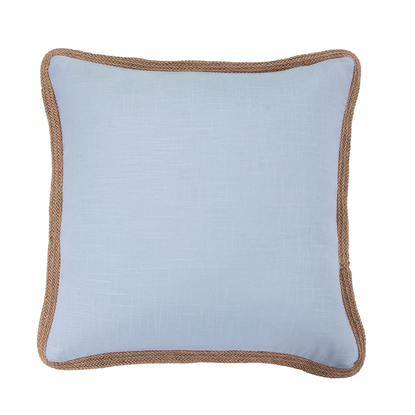 Luna - Washed Linen Jute Trimmed Euro Sham - Light Blue