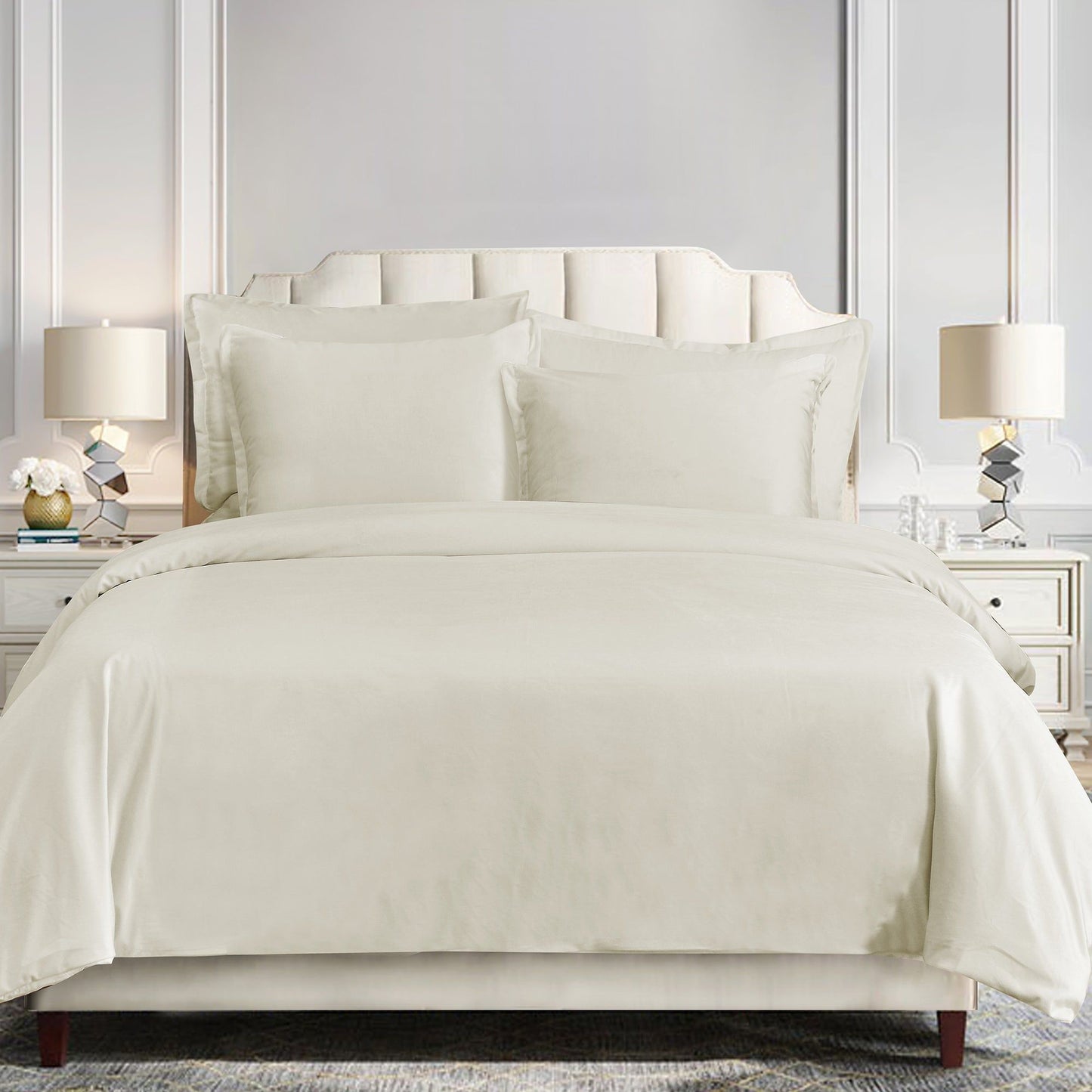 Simone - Queen Velvet Duvet Cover Set (Set of 3) - Cream