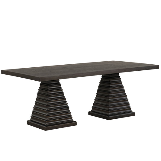 Plateau - 78" Rectangle Dining Table - Top & Base - Rustic Espresso