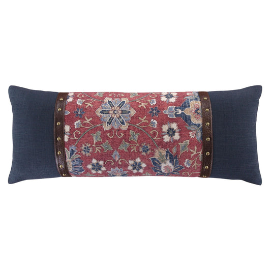 Melinda - Lumbar Pillow - Red / Navy