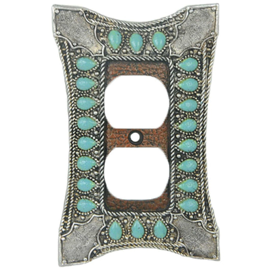 Turquoise Switch Plate - 5.7" x 3.5" Single Outlet Cover Wall Plate - Turquoise