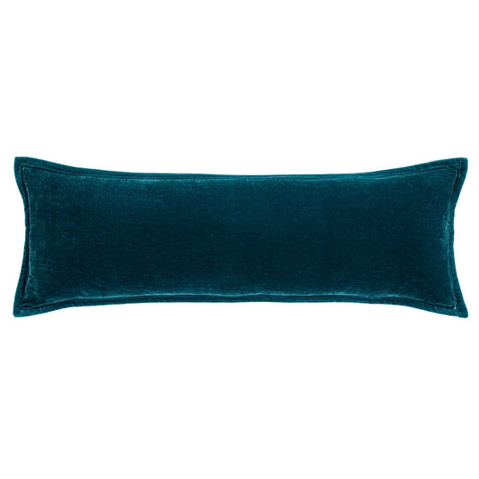 Stella - Faux Silk Velvet Long Lumbar Pillow - Teal