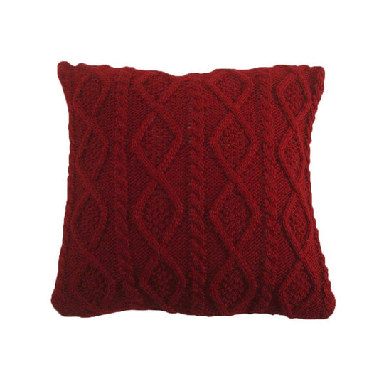 Cable Knit - Soft Diamond Throw Pillow - Red
