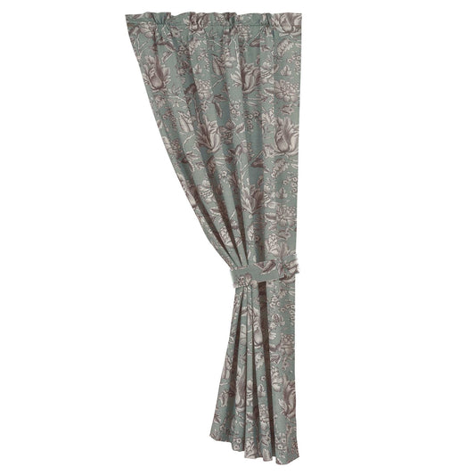 Gramercy - Jacobean Floral Curtain With Tieback - Multi