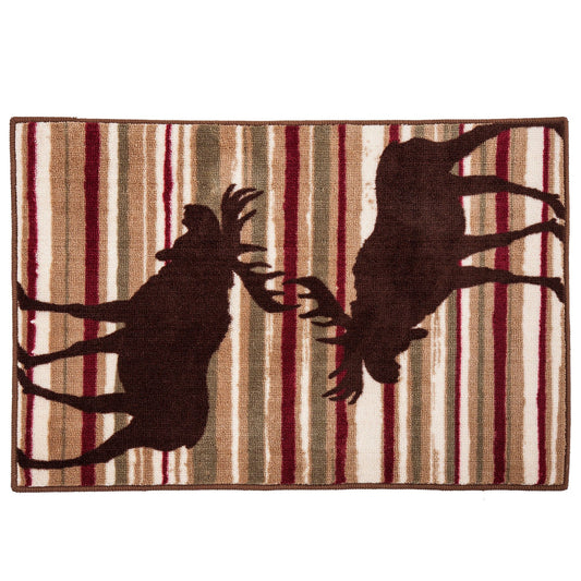 Moose - Stripe Rug - Brown / White / Red