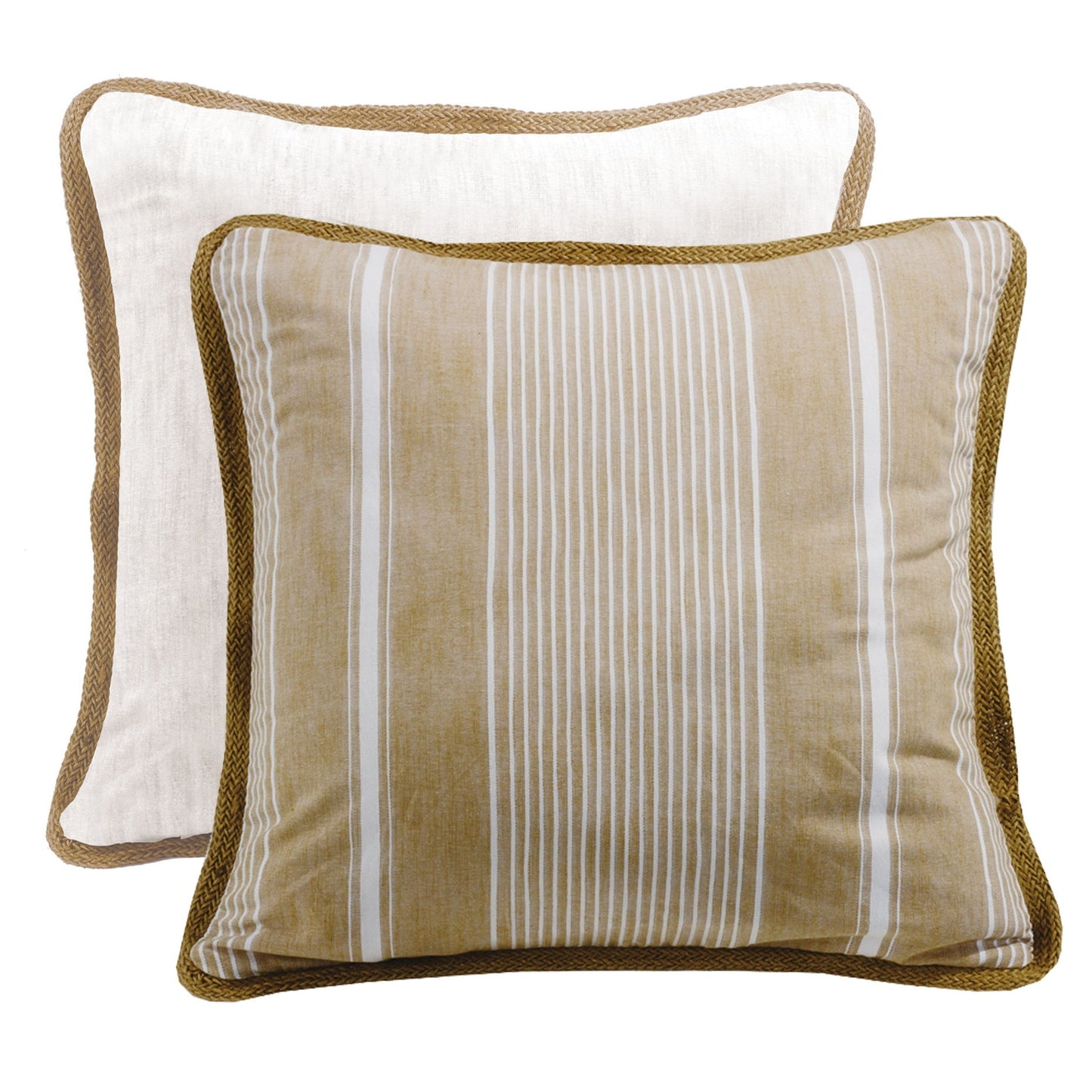 Newport - Reversible Striped Euro Sham With Trim - Tan