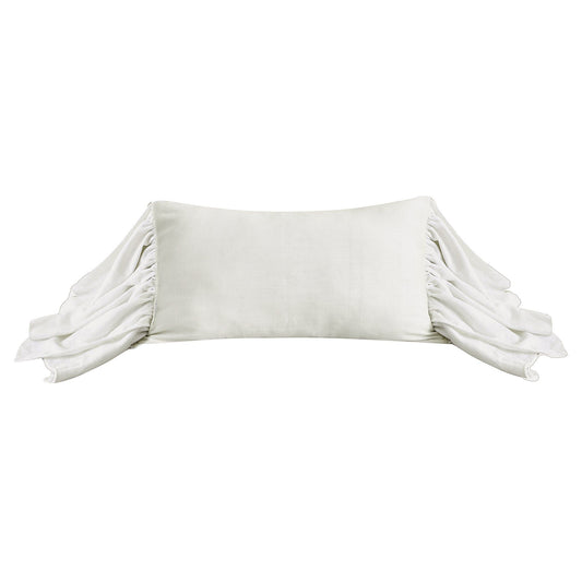 Luna - Washed Linen Long Ruffled Pillow - White