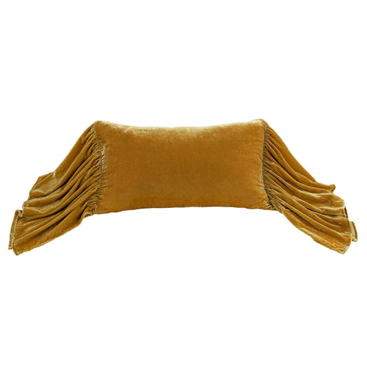 Stella - Faux Silk Velvet Long Ruffled Pillow - Saffron